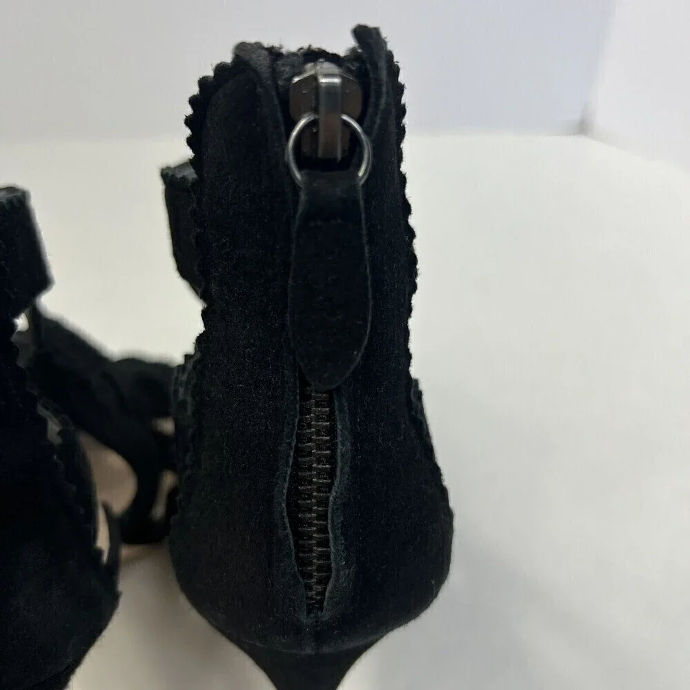 Zara Basic Collection Black Laser Cutout Peep Toe Stiletto High Heels Size 40 - Picture 8 of 11